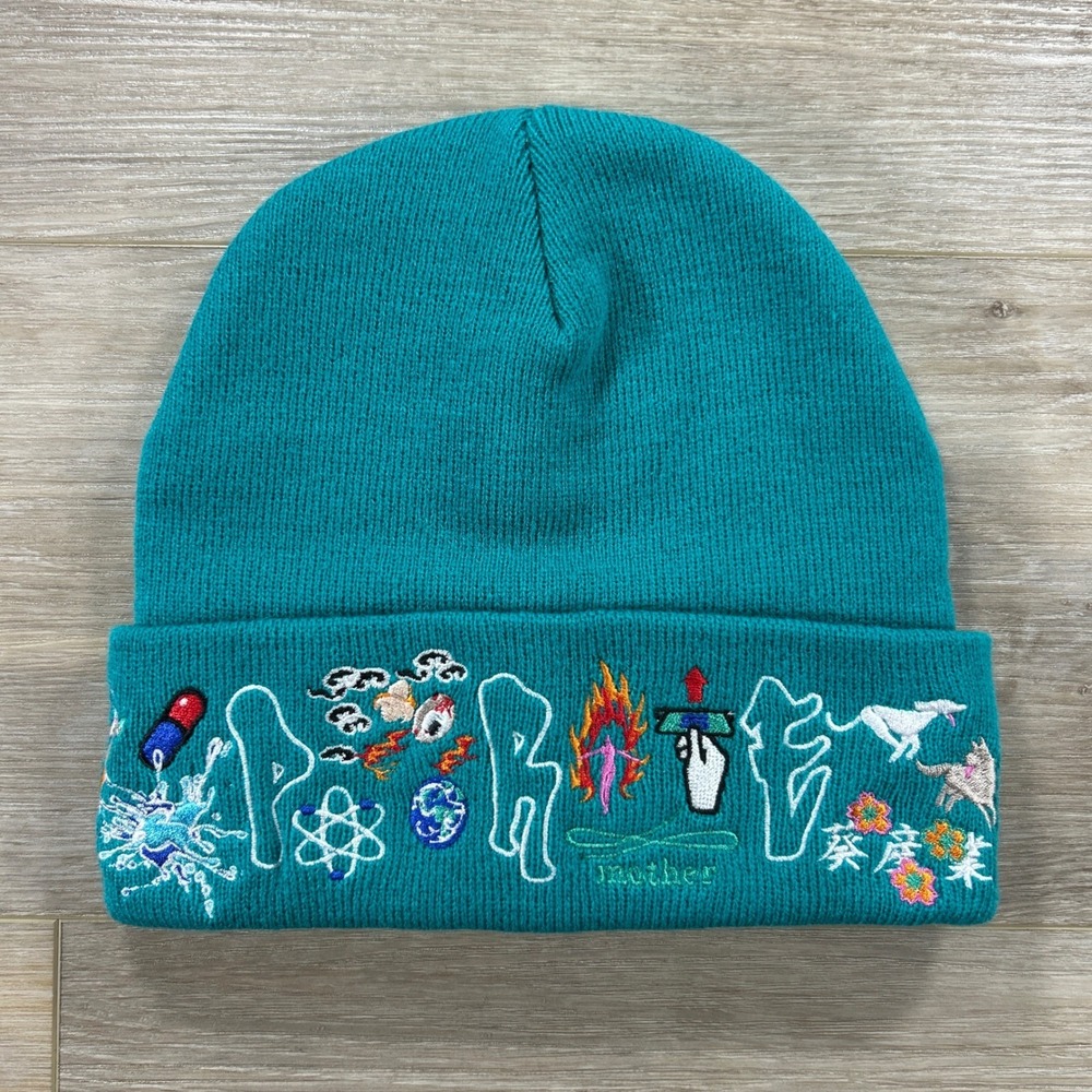 NWOT Supreme AOI Icons Beanie Heather Aqua FW21 Embroidered
